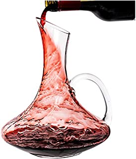 Ellissio Wine Aerator Decanter 750 mL - Crystal Glass Carafe with Handle Gift Accessory Set For Wine Enthusiasts - Elegant Carafe For Reducing Tannins And Enhancing Flavor For Red And White Wines