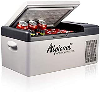 Alpicool C15 Portable Refrigerator 16 Quart(15 Liter) 12 Volt Fridge Freezer for Car, Vehicle, Truck, RV, Boat, Mini fridge freezer for Driving, Travel, Fishing, Outdoor, Home -12/24V DC and 110-240V AC