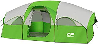 CAMPROS Tent-8-Person-Camping-Tents, Waterproof Windproof Family Tent, 5 Large Mesh Windows, Double Layer, Divided Curtain for Separated Room, Portable with Carry Bag, for All Seasons (Green)