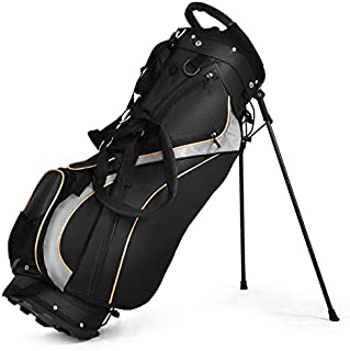 Tangkula Golf Stand Bag with 8 Way Divider, Portable Golf Bag with Waterproof Wear-Resistant Durable Fabric, Easy Carry Space Saving Womens Mens Golf Bag, Black