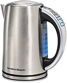 Hamilton Beach Temperature Control Electric Tea Kettle, Water Boiler & Heater, 1.7L, Cordless, LED Indicator, Keep Warm, Auto-Shutoff & Boil-Dry Protection, Stainless Steel (41020R)