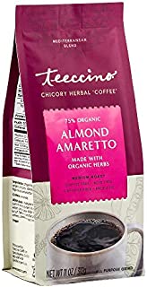 Teeccino Chicory Coffee Alternative  Almond Amaretto  Ground Herbal Coffee Thats Prebiotic, Caffeine Free & Acid Free, Medium Roast, 11 Ounce