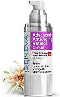 Night Retinol Cream - Natural Swiss Anti-Aging Formula Features Retinol, Hyaluronic Acid, Coconut Oil, Moringa Oil, Vitamin E For Men & Women (1 Bottle)