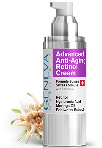 Night Retinol Cream - Natural Swiss Anti-Aging Formula Features Retinol, Hyaluronic Acid, Coconut Oil, Moringa Oil, Vitamin E For Men & Women (1 Bottle)