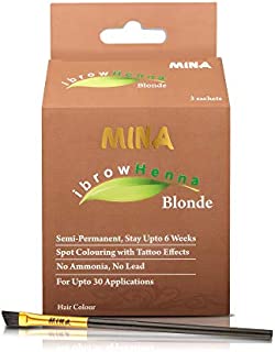 MINA ibrow Henna Hair Color Blonde Professional Tint Kit With Brush Combo Pack | No Ammonia | Vegan & Cruelty free | Upto 30 Applications