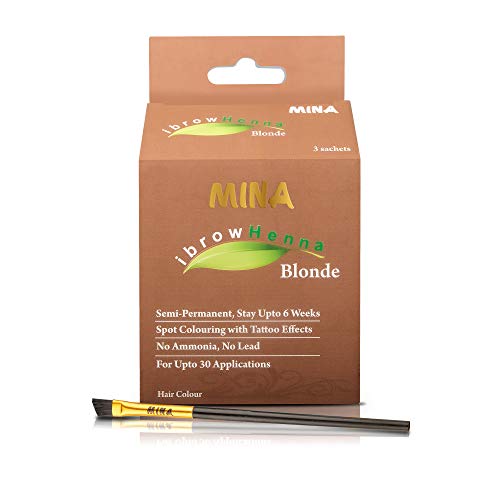 MINA ibrow Henna Hair Color Blonde Professional Tint Kit With Brush Combo Pack | No Ammonia | Vegan & Cruelty free | Upto 30 Applications