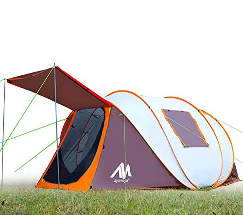 ayamaya Pop Up Tents with Vestibule for 4 to 6 Person - Double Layer Waterproof 3 Season Easy Setup Big Family Camping Tent - Ventilated Mesh Windows Quick Ez Set Up Dome Popup Tents