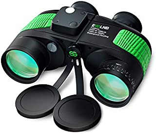 ESSLNB 7X50 Marine Binoculars IPX7 Waterproof Binoculars for Boating with Illuminated Rangefinder and Compass BAK4 Prism FMC Military Floating Binoculars for Navigation Hunting w/Bag and Strap