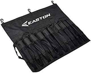 EASTON TEAM Hanging Bat Bag, Black, Reinforced Nylon Mesh Slots Holds Up To 10 Bats, 3 J Designed Fence Hooks for Dugout Functionality, Bats Not Included