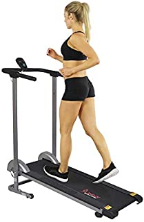 Sunny Health & Fitness SF-T1407M Manual Walking Treadmill with LCD Display, Compact Folding, Portability Wheels and 220 LB Max Weight