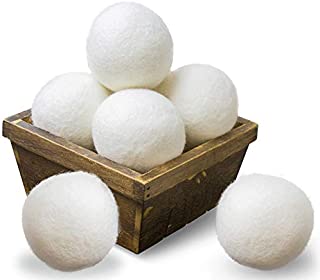 SnugPad Wool Dryer Balls XL Size 6 Pack, Natural Fabric Softener 100% Organic Premium New Zealand Wool, No Fillers, Anti Static, Lint Free, Odorless, Chemical Free and Reduces Wrinkles, 1000+ Loads, Baby Safe, Saving Energy & Time, White 6 Count