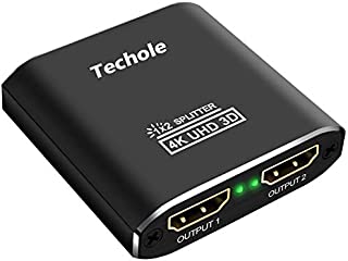 HDMI Splitter 1 in 2 Out - Techole 4K Aluminum Ver1.4 HDCP, Powered HDMI Splitter Supports 3D 4K@30HZ Full HD1080P for Xbox PS4 PS3 Fire Stick Roku Blu-Ray Player, TV HDTV