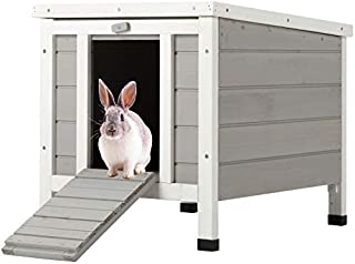 CO-Z Topnotch Weatherproof Outdoor Wooden Bunny Rabbit Hutch Pet Cage Cat Shelter in White