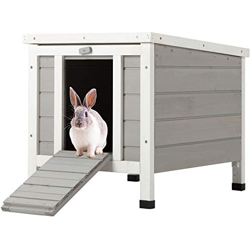 CO-Z Topnotch Weatherproof Outdoor Wooden Bunny Rabbit Hutch Pet Cage Cat Shelter in White