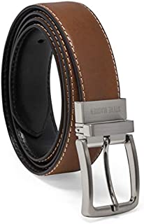 Steve Madden Men's Dress Casual Every Day Reversible Leather Belt, Cognac/Black (Feather Edge), 36