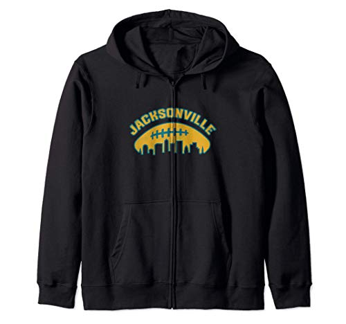 Vintage Jacksonville Florida Cityscape Retro Football Zip Hoodie