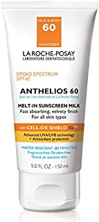 La Roche-Posay Anthelios Melt-In Sunscreen Milk Body & Face Sunscreen Lotion Broad Spectrum SPF 60, Oxybenzone Free, Oil-Free Sunscreen, Water Resistant