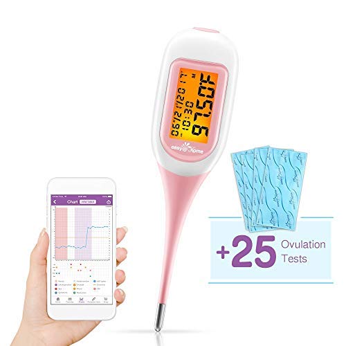 Easy@Home 25 LH Ovulation Test Strips and Smart Basal Thermometer Kit, FSA Eligible -The Reliable Ovulation Predictor Kit (25 LH + EBT-300)