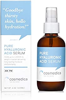 Cosmedica Hyaluronic Acid Serum for Skin  4 Fl. Oz Hydrating Facial Moisturizer with Anti-Aging Skin Care Properties. Beauty and Skin Care