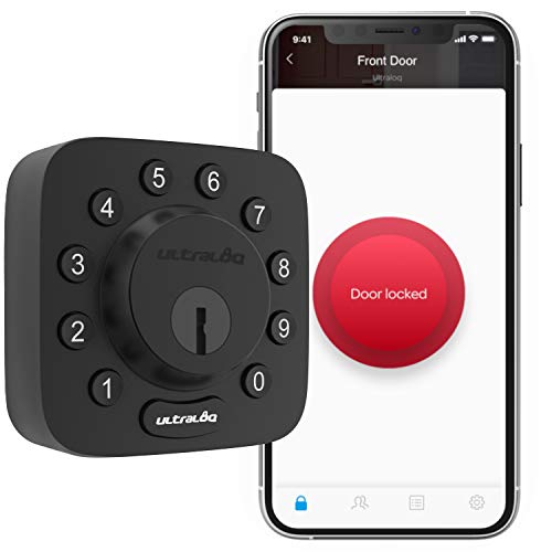 ULTRALOQ U-Bolt Smart Lock (Black), 5-in-1 Keyless Entry Door Lock with Bluetooth and Keypad, Smart Door Lock Front Door, Non-Fingerprint Deadbolt Lock Edition