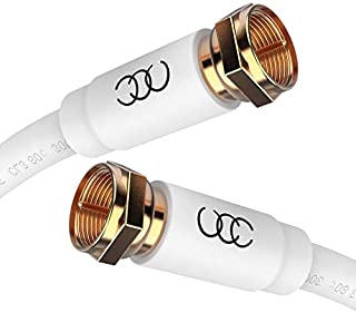 Coaxial Cable Triple Shielded CL3 in-Wall Rated Gold Plated Connectors (6 ft) RG6 Digital Audio Video with Male F Connector Pin - 6 Feet