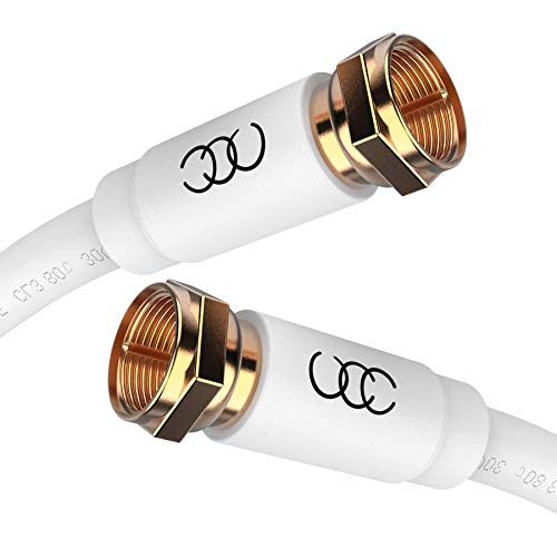 Coaxial Cable Triple Shielded CL3 in-Wall Rated Gold Plated Connectors (6 ft) RG6 Digital Audio Video with Male F Connector Pin - 6 Feet