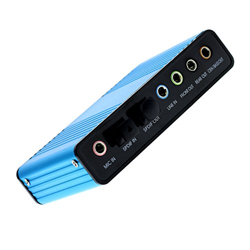 Optimal Shop USB 2.0 External Sound Card 6 Channel 5.1 Surround Adapter Audio S/PDIF for PC -Blue