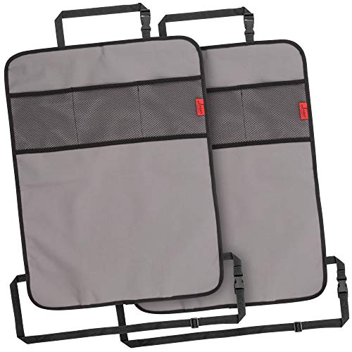 Lusso Gear Heavy Duty Kick Mats Back Seat Protector (2 Pk) - Sag Proof, Waterproof Car Back Seat Cover for Kids Who Make Big Messes | 3 Reinforced Storage Pockets, Premium Oxford Fabric