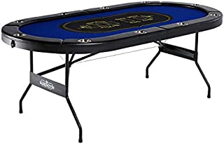 Barrington Texas Holdem Poker Table for 10 Players with Padded Rails and Cup Holders - Blue