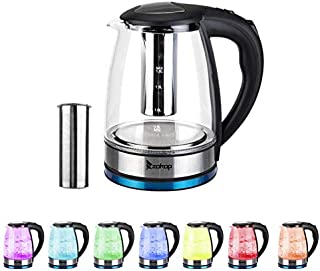 Electric Kettle, Glass Tea Kettle & Water Boiler Variable Temperature Control Tea Heater with LED Indicator Light Change Auto Shut-Off, Boil-Dry Protection, Keep Warm 1.8 L Tea Kettle