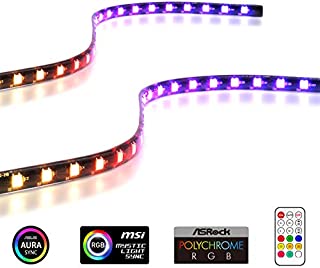 EZDIY-FAB Addressable RGB LED Strips with Magnet for PC Case,with Remote Control(Compatible with ASUS Aura Sync and MSI Mystic Light Sync)-2 Pack 40CM