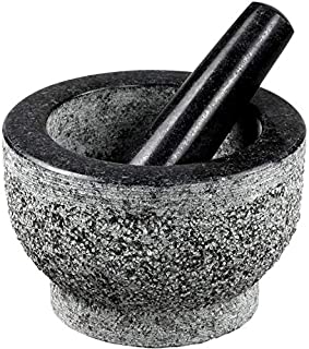 EDGING COOKWARE 6-Inch Granite Mortar & Pestle, Perfect For Spices, Seasonings, Pastes, Pestos and Guacamole, 2 Cup Capacity