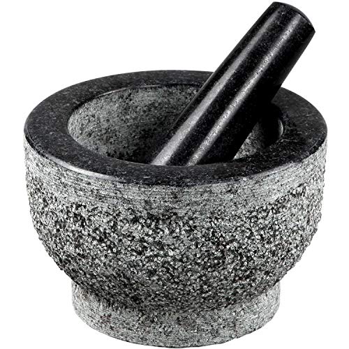 EDGING COOKWARE 6-Inch Granite Mortar & Pestle, Perfect For Spices, Seasonings, Pastes, Pestos and Guacamole, 2 Cup Capacity