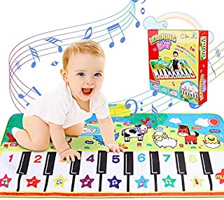 RenFox Musical Mats Keyboard Piano Play Mat Dance Floor Music Mat Animal Blanket Carpet Playmat Early Educational Toys for Kids Baby Toddlers Boy Girl(53.2x23.6 in)