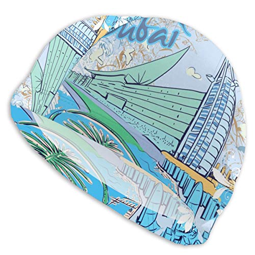 YISHOW Dubai Doodles Swimming Bathing Cap for Long Hair Dreadlocks Weaves Hair Extensions Braids Women & Men