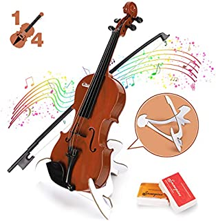 BAOLI Kids Simulation Violin Toys with Free Rosin, Chin Rest, Strings, Educational Musical Toy Violin for Toddlers Beginners Above 36 Months , Christmas Birthday Gifts for Boys&Girls(1/4 Brown)