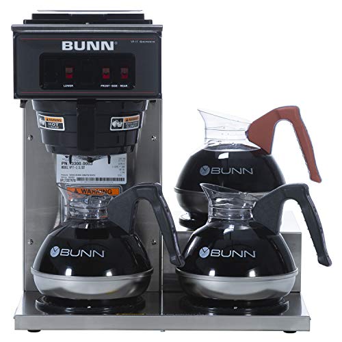 BUNN 13300.0003 VP17-3SS3L Pourover Commercial Coffee Brewer with 3 Lower Warmers, Stainless Steel (120V/60/1PH)