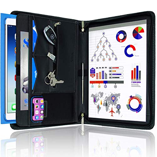 STYLIO Zippered Padfolio Portfolio Binder, Interview Resume Document Organizer. Binder Organizer For iPad/Tablet (up to 10.1