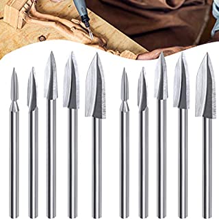 10 Pieces Wood Carving and Engraving Drill Accessories Carving Drill Bit DIY Woodworking Drill for Rotary Tools