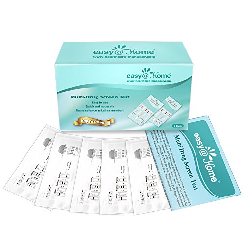 5 Pack Easy@Home 5 Panel Instant Drug Test Kits - Testing Marijuana (THC), COC, OPI 2000, AMP, BZO - Urine Dip Drug Testing - #EDOAP-754