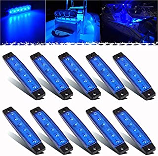 PSEQT LED Boat Interior Lights Marine Courtesy Light Strip Deck Transom Cockpit Navigation Lighting Waterproof for Fishing Pontoon Kayak Yacht Sailboat (Blue 10Pcs)