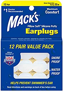 Mack's Pillow Soft Silicone Earplugs - 12 Pair, The Original Moldable Silicone Putty Ear Plugs for Sleeping, Snoring, Swimming, Travel, Concerts and Studying