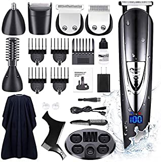 DIKANEO Beard Trimmer Hair Clipper Kit for Men, 10 in 1 Electric Trimmers Grooming for Nose Ear Facial Body Waterproof USB Rechargeable Mustache Cordless Precision Groomers