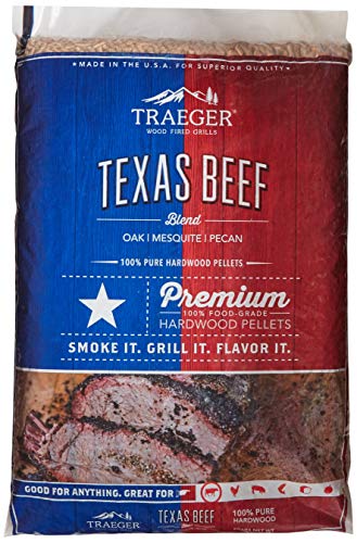 Traeger Grills PEL328 Texas Beef Blend 100% All-Natural Hardwood Pellets Grill, Smoke, Bake, Roast, Braise and BBQ, 20 lb. Bag