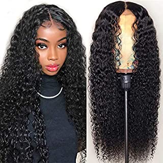 Iris Queen 4x4 Lace Front Wigs Human Hair Pre Plucked Hairline Brazilian Curly Human Hair Wigs for Black Women 9A 150% Density Lace Closure Wig with Baby Hair (16 inch)