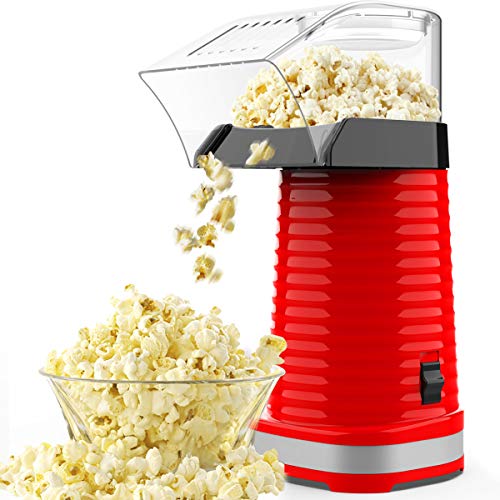 SLENPET Hot Air Popcorn Machine, 1200W Electric Popcorn Maker, ETL Certified, 98% Poping Rate, BPA-Free, 3 Minutes Fast Popcorn Popper with Measuring Cup and Top Lid for Home, Family, Party (Red)