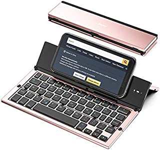 Folding Bluetooth Keyboard,Geyes Portable Travel Foldable Keyboard for iPhone Xs max/x/8/7 Plus/7/6s Plus/6/iPad 2018 9.7/Air 2 /Pro 9.7/iPad Mini 4, Samsung Android Tablet Smart Phone (Rose Gold)