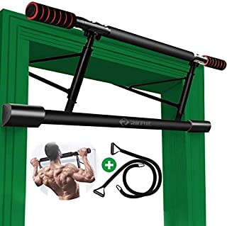 Chriffer Pull Up Bar for Doorway No Screws, Door Frame Chin Up Bar with Mount Hook Heavy Duty Doorframe Pullup Bar Trainer Body Workout Equipment for Home Gym Exercise Fitness