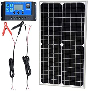 TP-solar Solar Panel Kit 30W 12V Monocrystalline Battery Charger Maintainer with 10A Charge Controller + Extension Cable for 12 Volt Car RV Vehicle Marine Boat Home Off Grid System