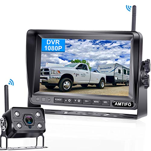 AMTIFO A7 HD 1080P Digital Wireless Backup Camera with 7 Inch DVR Monitor 2021 Newest Version High-Speed Rear View Observation System Stable Signals for RVs,Trucks,Trailers,5th Wheels IR Night Vision